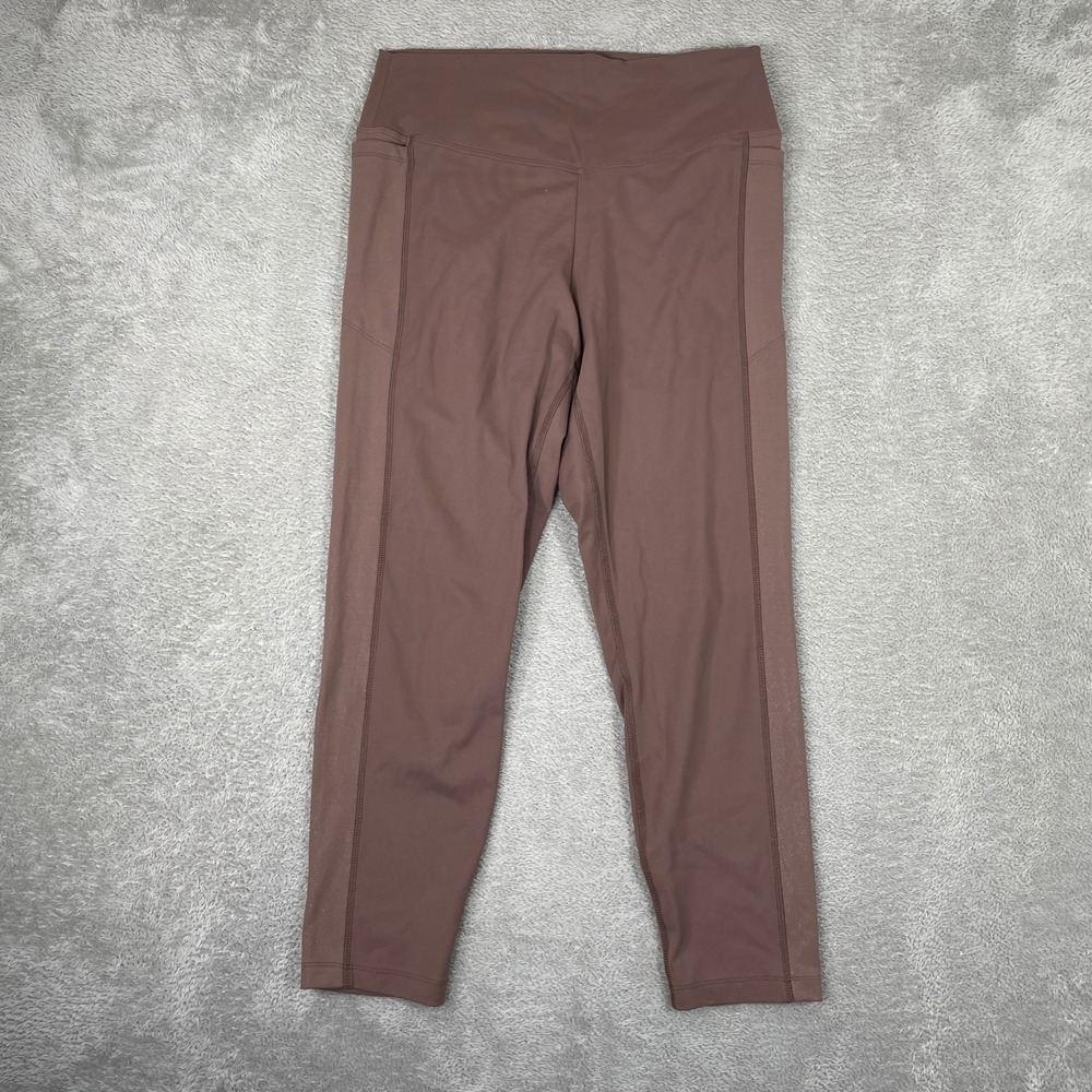 PINK Victorias Secret Leggings Womens Large Mauve High‎ Waist Pocket Athleisure